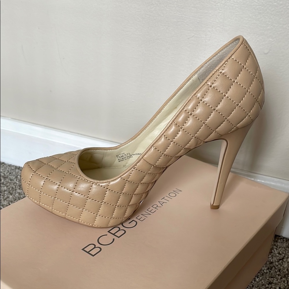 BCBGeneration Women's Quilted Tan Pumps
